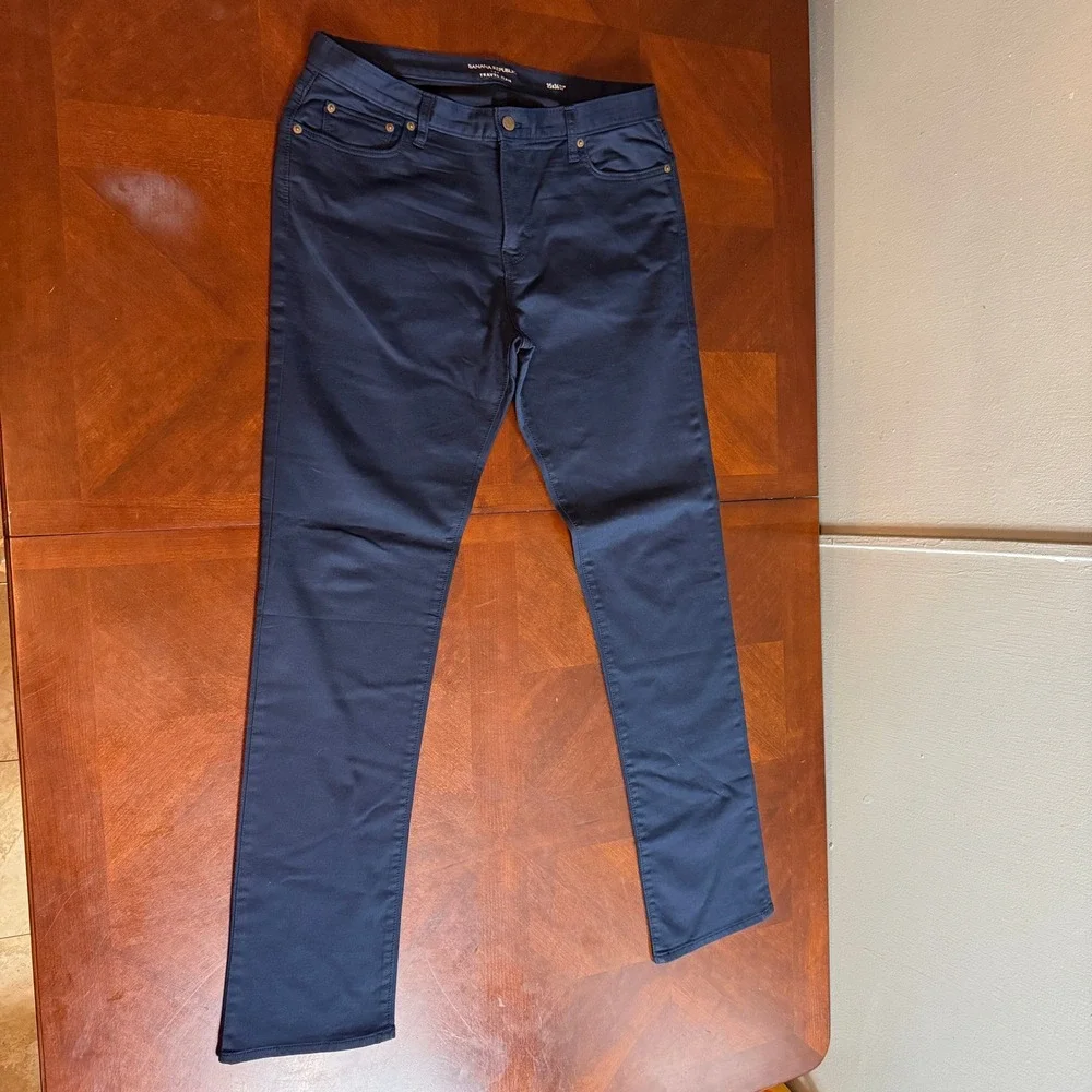 Banana Republic Travel Jean Mens 35x36 Navy Blue Slim Fit Stretch Pants